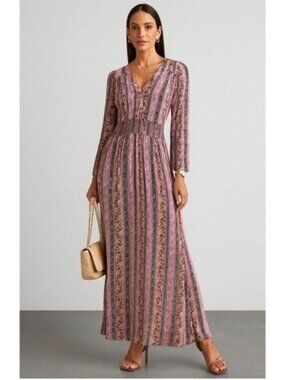 Soft Surroundings Esperanza Long Sleeve Boho Maxi Dress sz PL